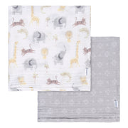 2-Pack Baby Neutral Animal Geo Muslin Blanket