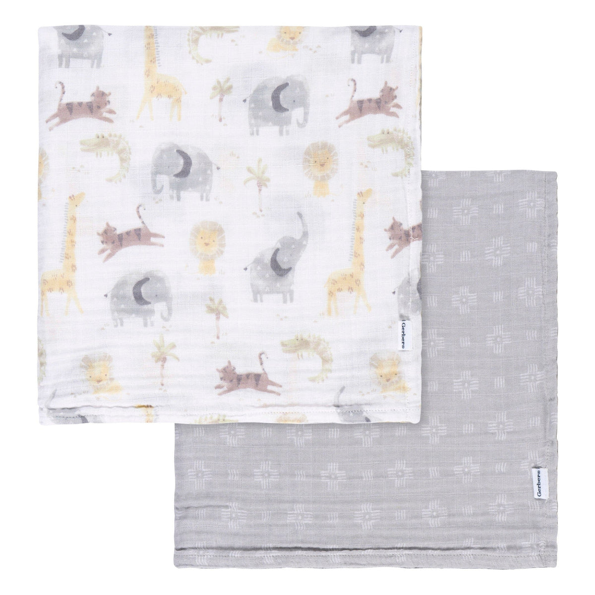 2-Pack Baby Neutral Animal Geo Muslin Blanket