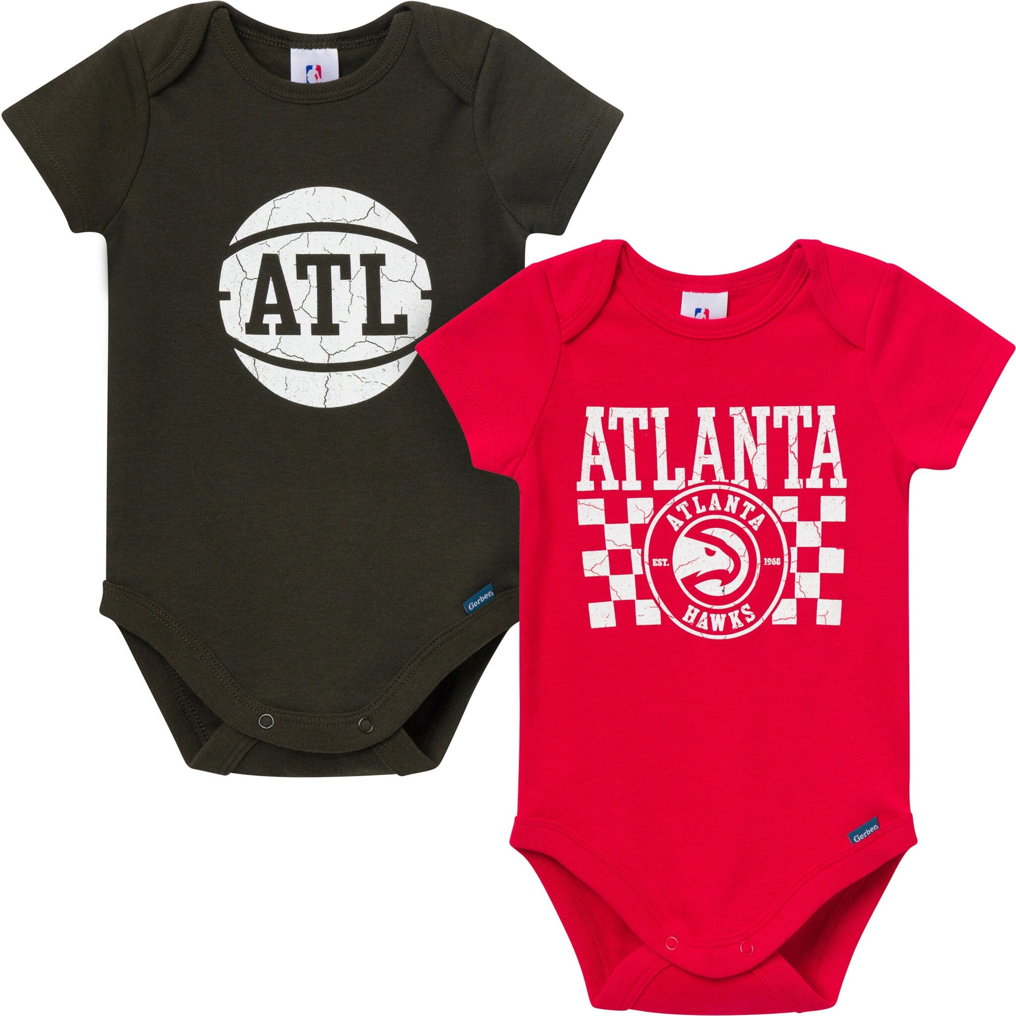 2-Pack Baby Neutral Atlanta Hawks Bodysuits Onesies Bodysuits Gerber® 