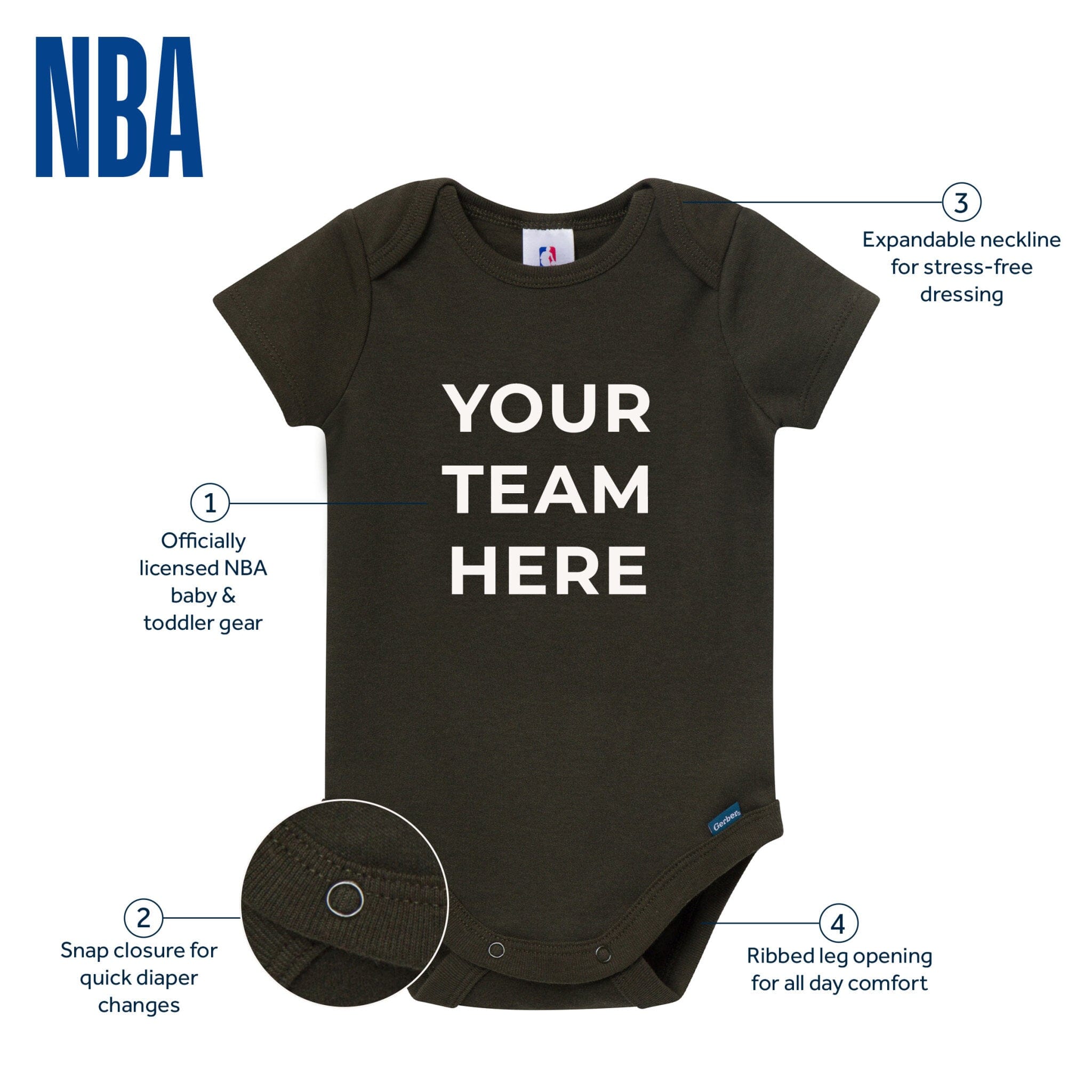 2-Pack Baby Neutral Detroit Pistons Bodysuits Onesies Bodysuits Gerber® 