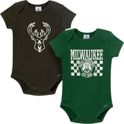 2-Pack Baby Neutral Milwaukee Bucks Bodysuits Onesies Bodysuits Gerber® 
