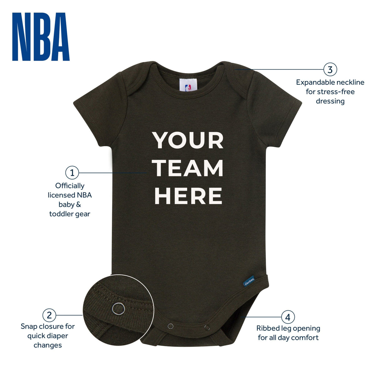 2-Pack Baby Neutral San Antonio Spurs Bodysuits Onesies Bodysuits Gerber® 