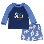 2-Piece Baby & Toddler Boys Blue Birds Rashguard & Trunks Set Swimwear Gerber® 