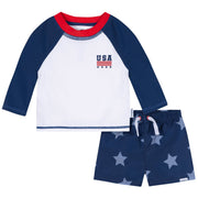 2-Piece Baby & Toddler Boys Patriotic Stars Rashguard & Trunks Set Swimwear Gerber® 