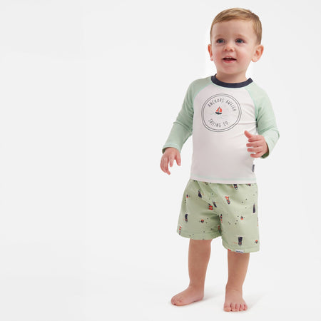 2-Piece Baby & Toddler Boys UPF 50+ Lighthouse Rash Guard & Swim Trunks Set