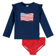 2-Piece Baby & Toddler Girls Usa Flag Rashguard and Bottoms Swimwear Gerber® 