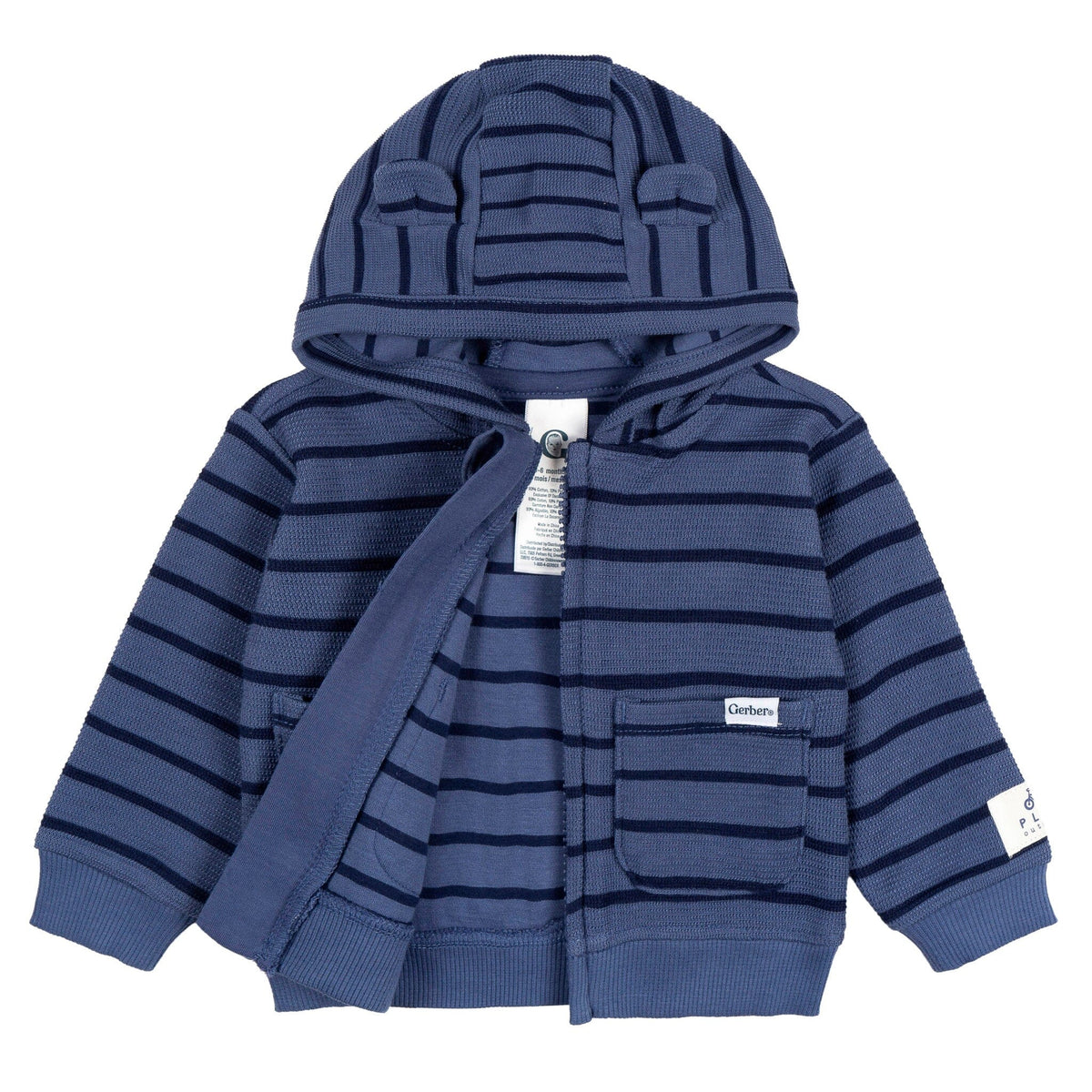 2-Piece Baby Boys Blue Stripe Hooded Jacket & Jogger Set outfits Gerber® 