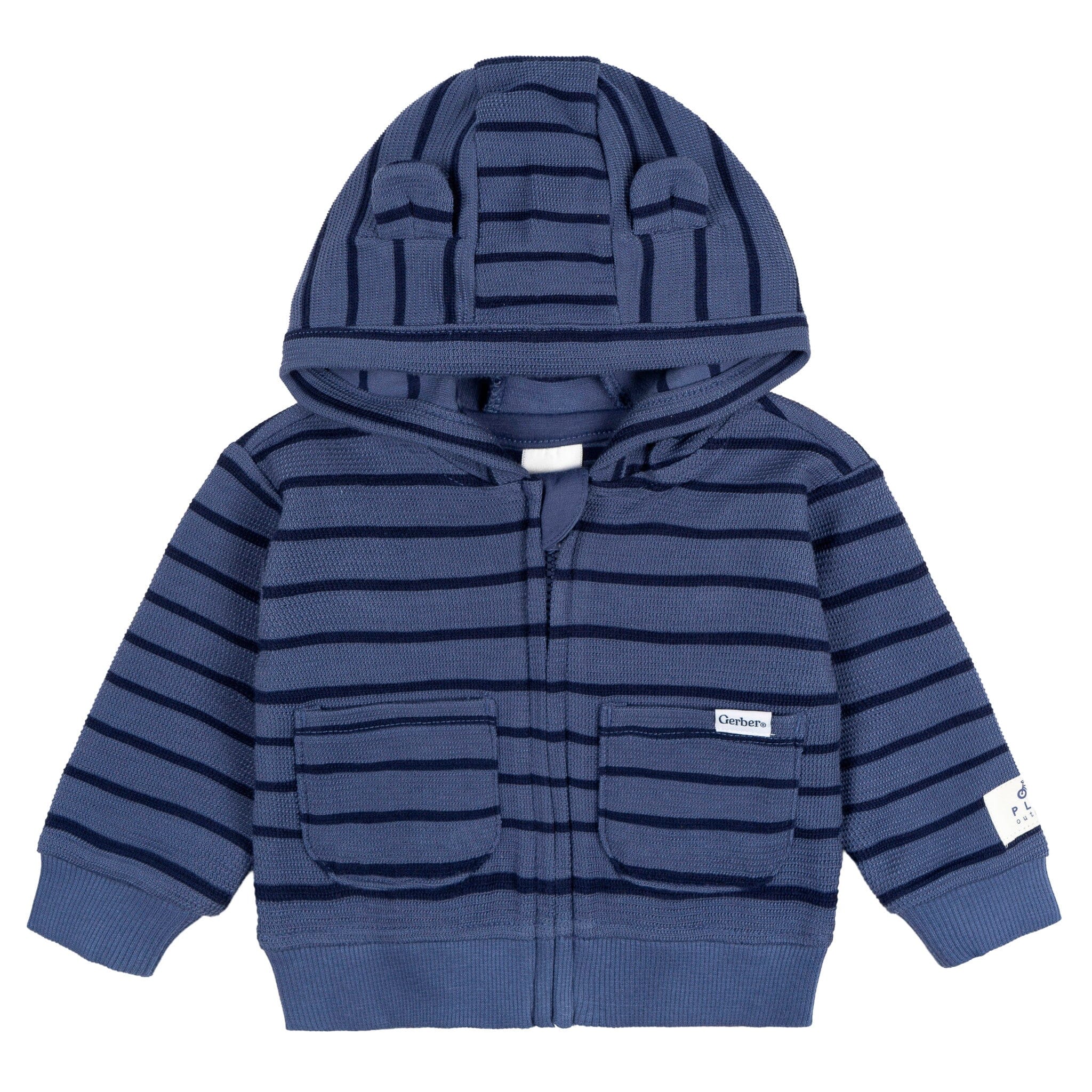 2-Piece Baby Boys Blue Stripe Hooded Jacket & Jogger Set outfits Gerber® 