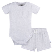 2-Piece Baby Boys Grey Heather Bodysuit and Shorts