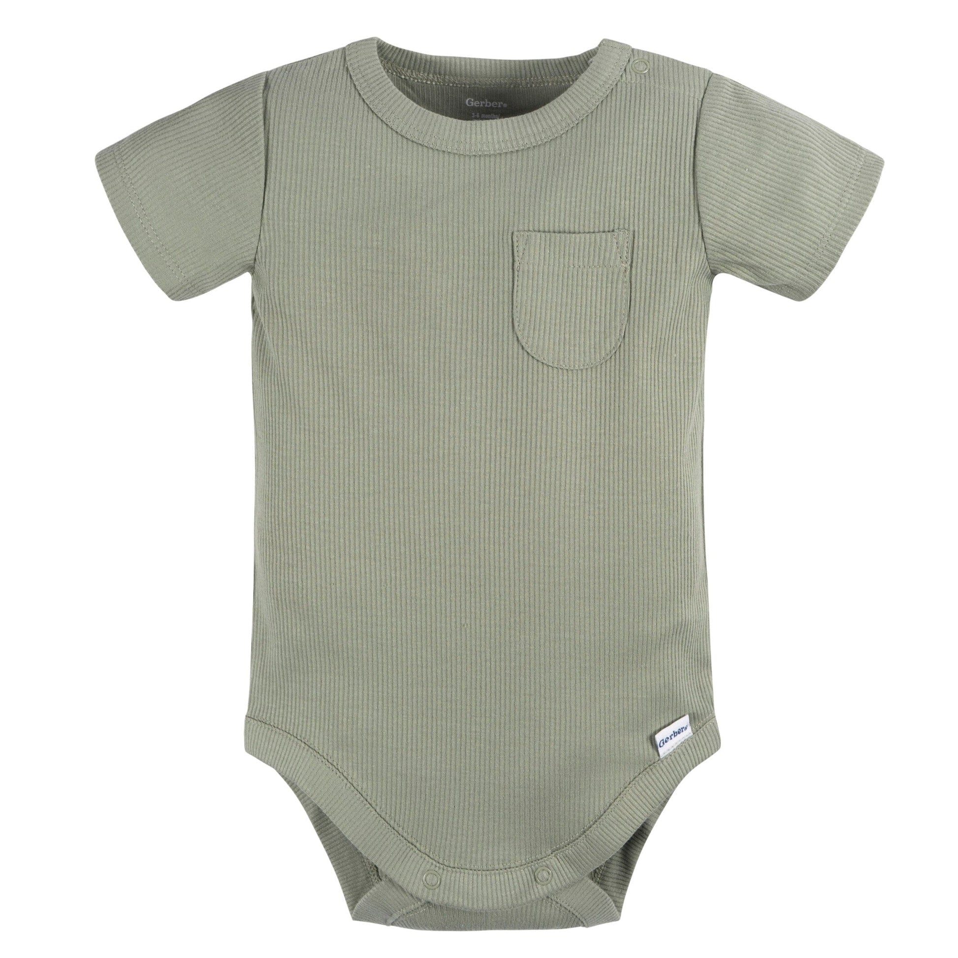 2-Piece Baby Boys Olive Bodysuit and Shorts