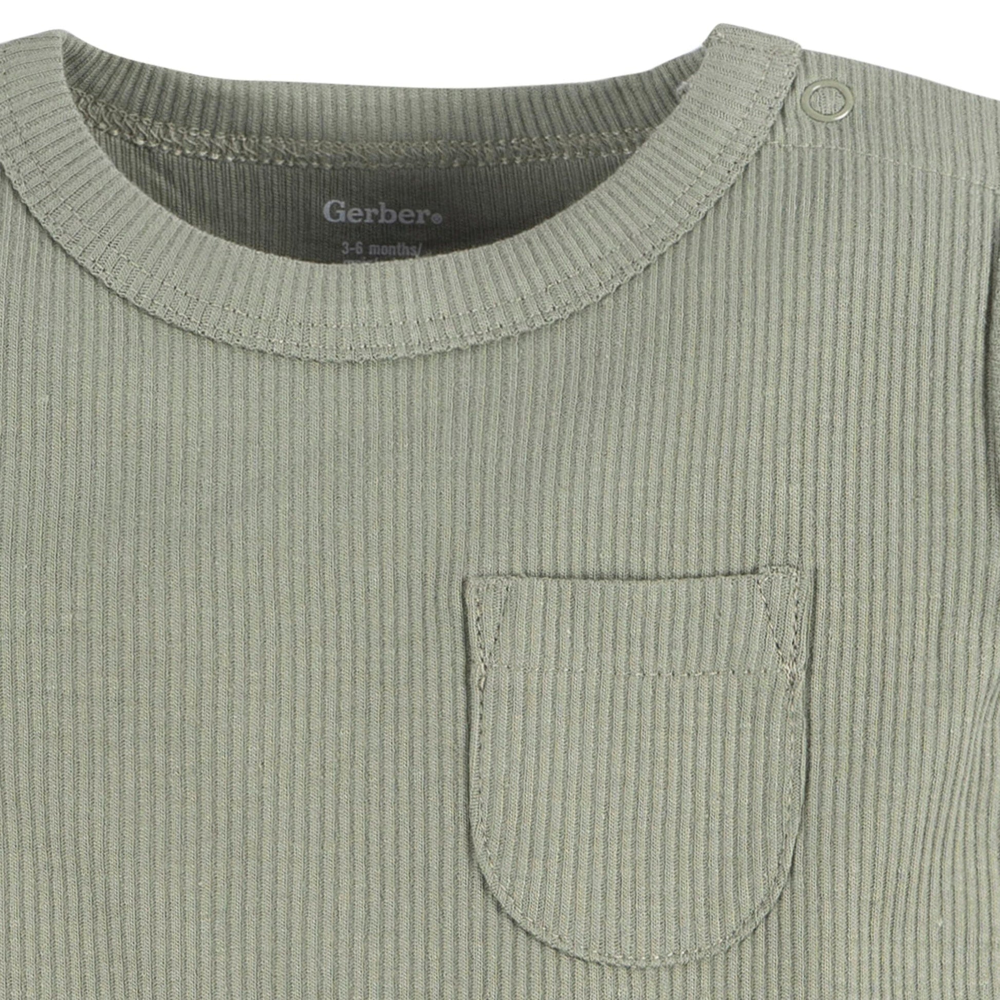 2-Piece Baby Boys Olive Bodysuit and Shorts