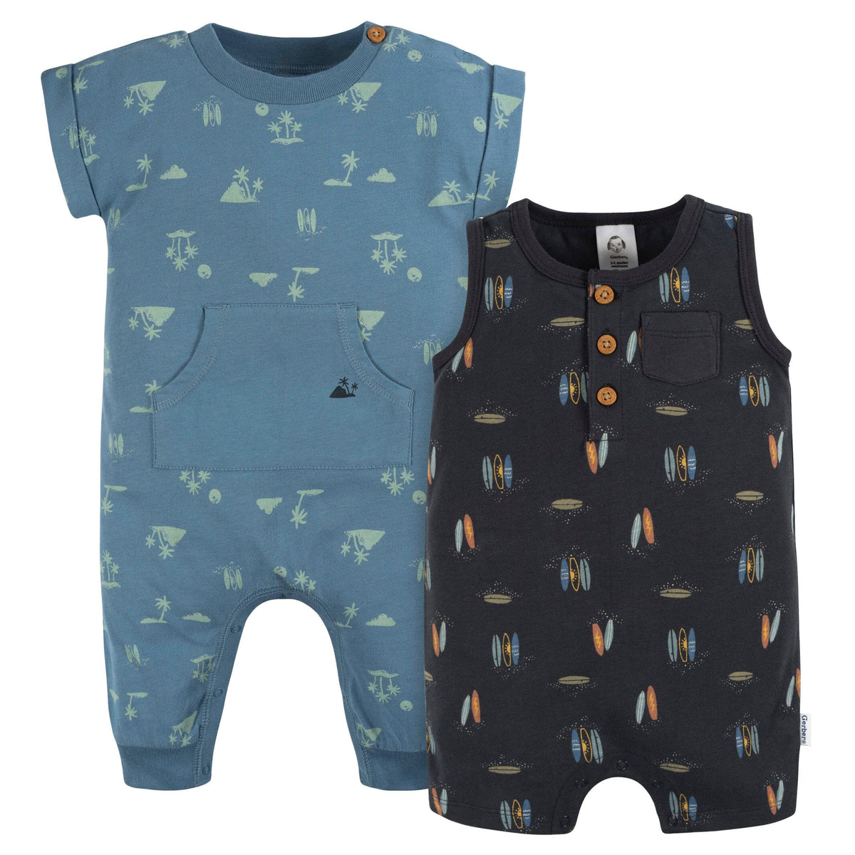 2-Pack Baby Boys Surfing Romper