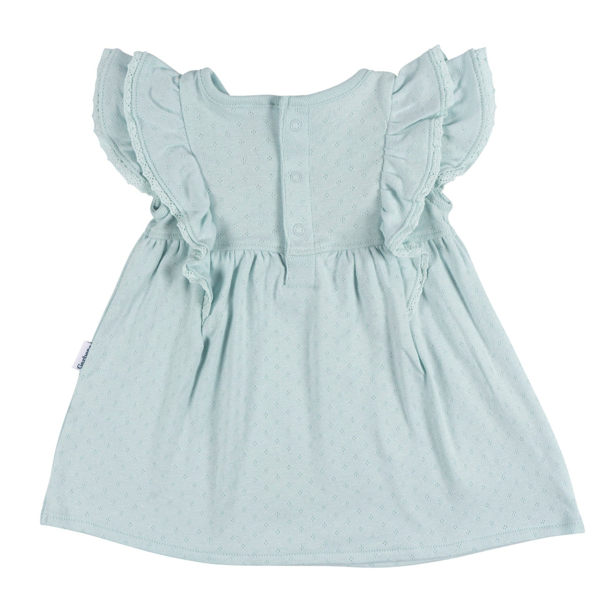 2-Piece Baby Girls Aqua Blue Dress & Diaper Cover