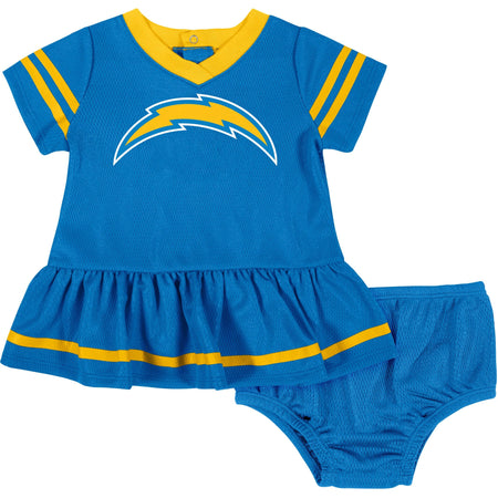 2-Piece Baby Girls Los Angeles Chargers Dress & Diaper Cover Set