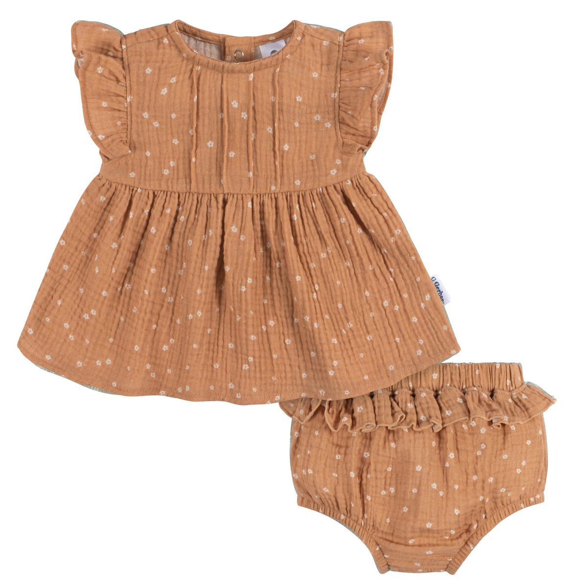 2-Piece Baby Girls Ditsy Floral Dress and Diaper Cover