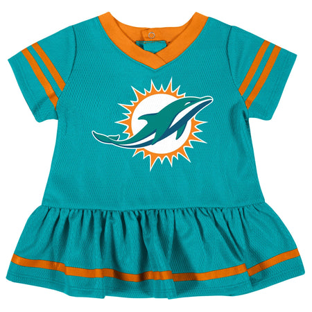 2-Piece Baby Girls Miami Dolphins Dress & Diaper Cover Set