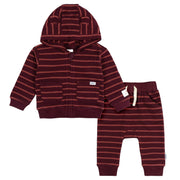 2-Piece Baby Girls Fig Stripe Hooded Jacket & Jogger Set outfits Gerber® 