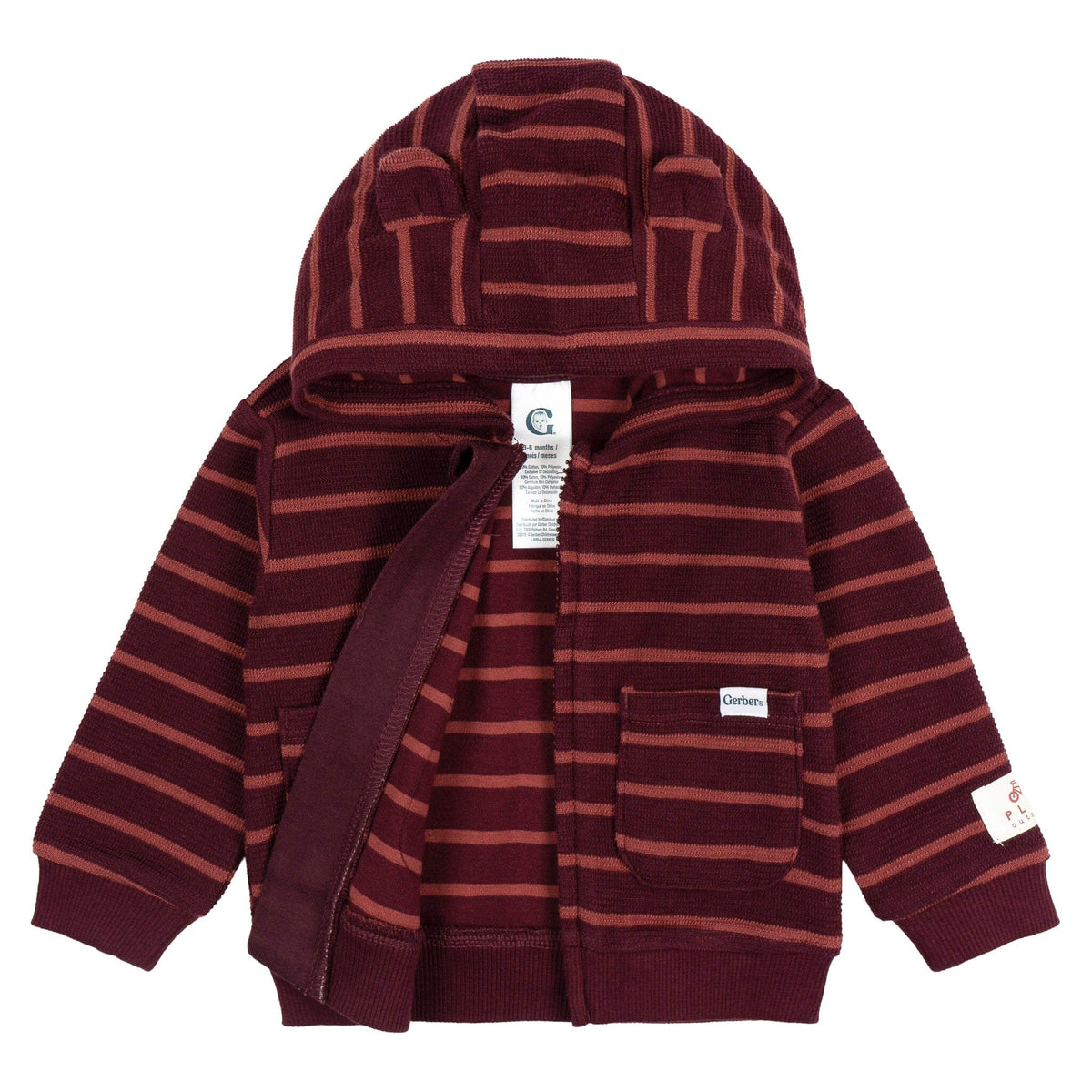 2-Piece Baby Girls Fig Stripe Hooded Jacket & Jogger Set outfits Gerber® 