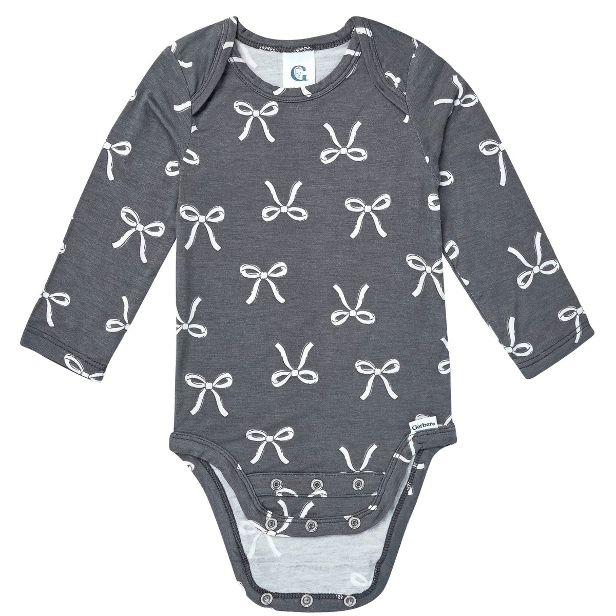 2-Piece Baby Girls Gray Bow Onesie® Pant Set Outfits & Sets Gerber® 