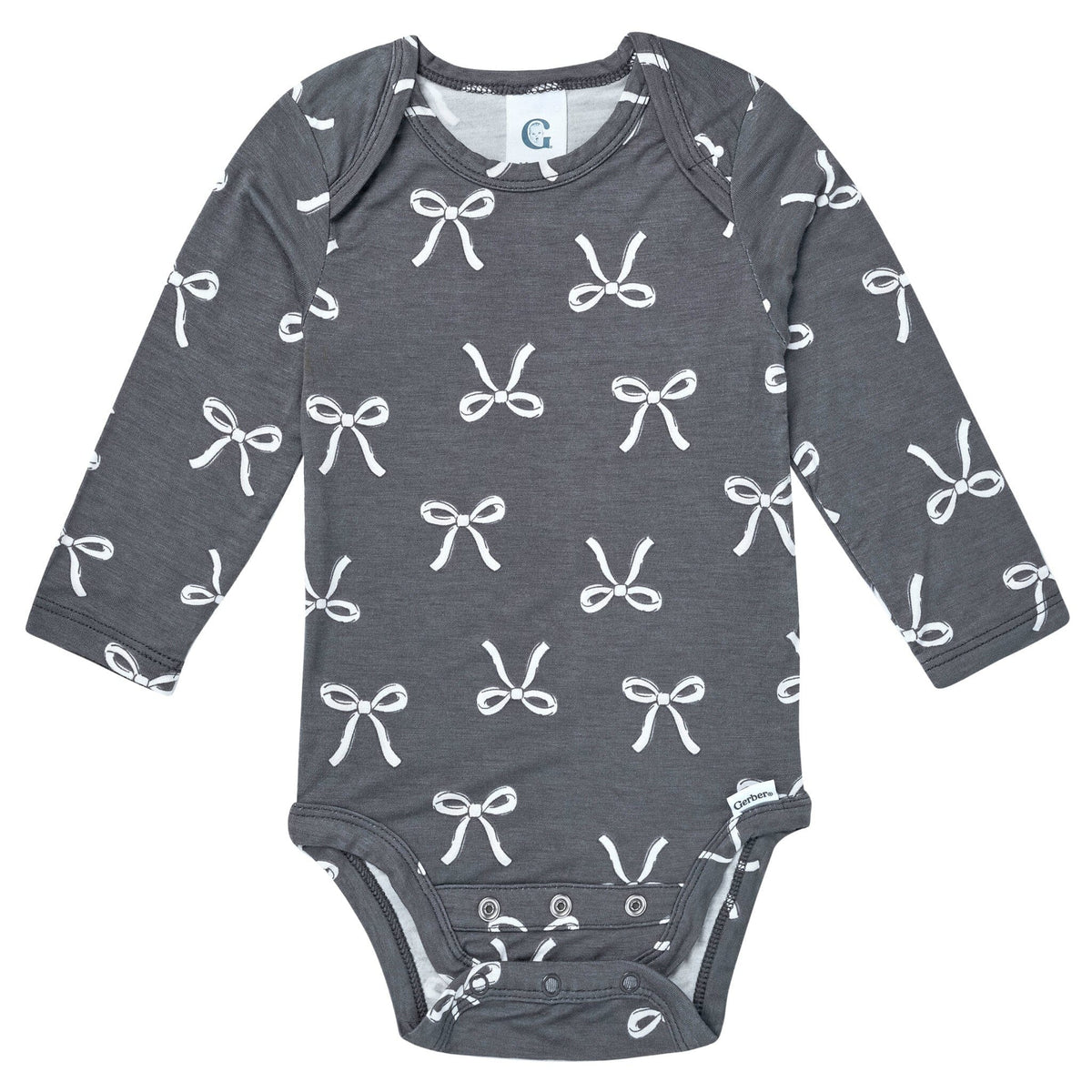 2-Piece Baby Girls Gray Bow Onesie® Pant Set Outfits & Sets Gerber® 