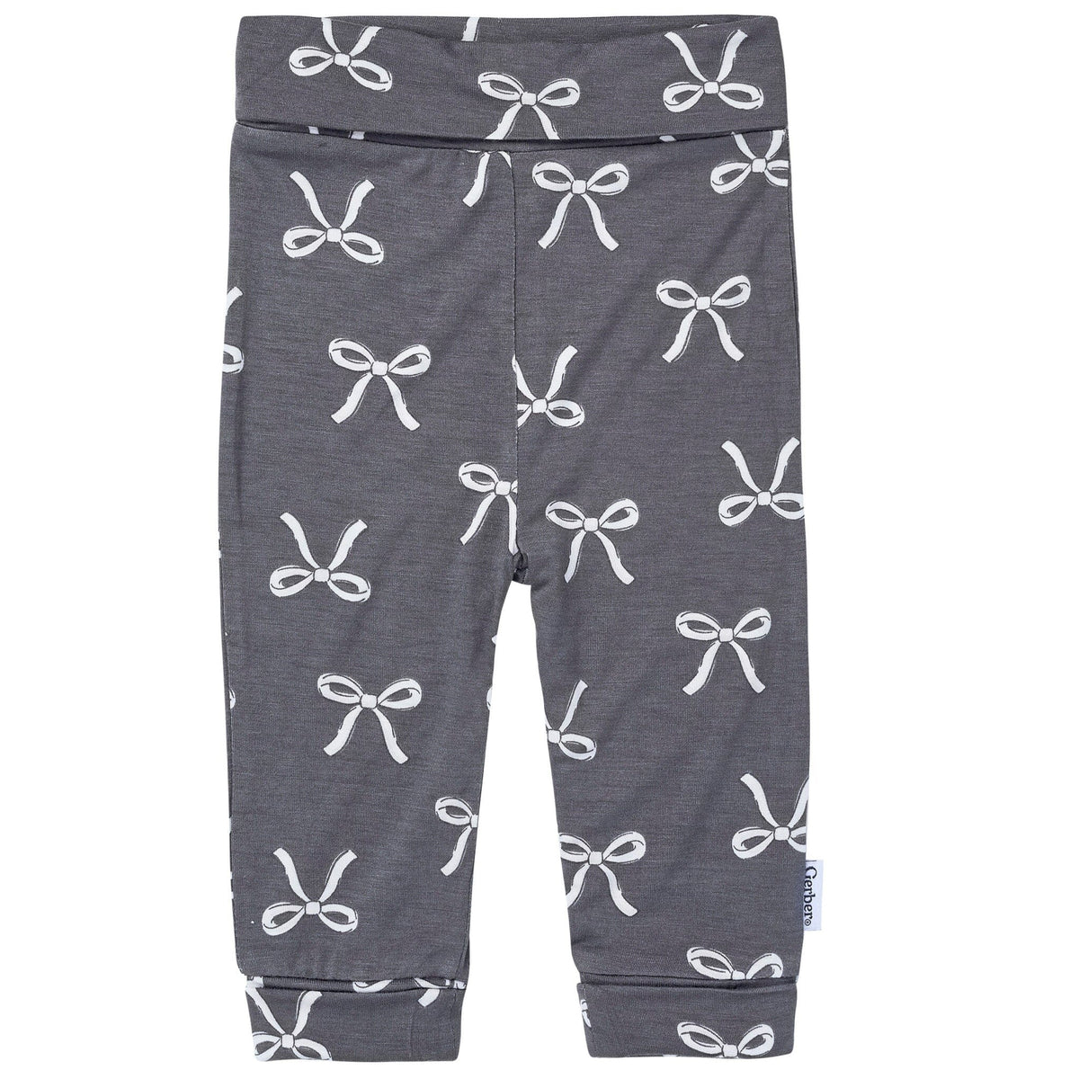 2-Piece Baby Girls Gray Bow Onesie® Pant Set Outfits & Sets Gerber® 