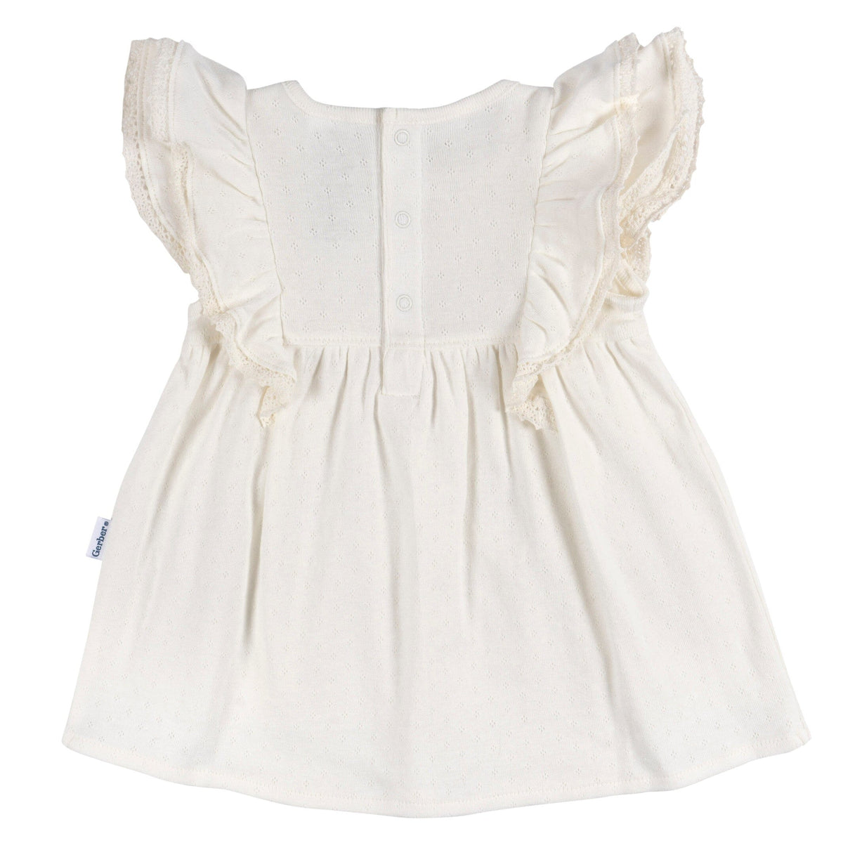 2-Piece Baby Girls Ivory Dress & Diaper Cover