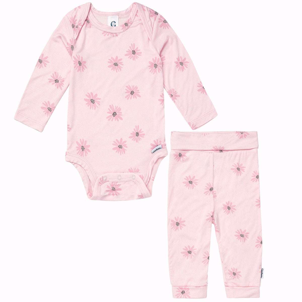 2-Piece Baby Girls Pink Floral Onesie® Pant Set Outfits & Sets Gerber® 