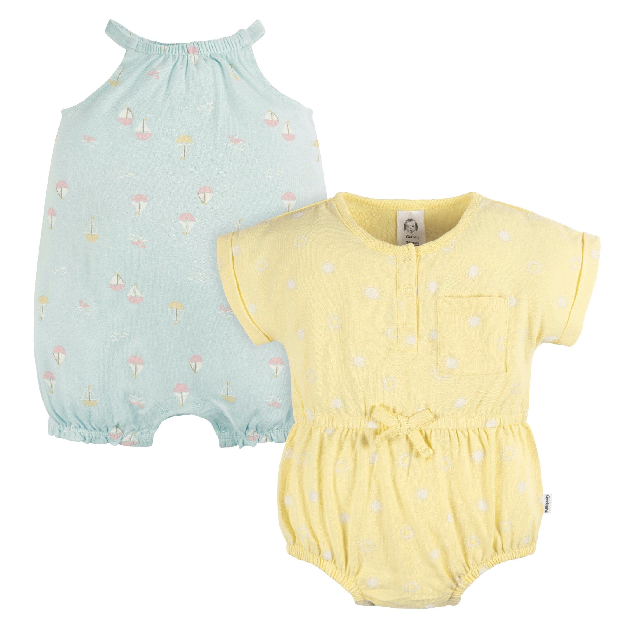 2-Pack Baby Girls Sailboats Romper