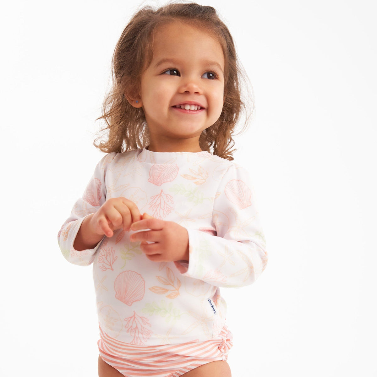 2-Piece Baby Girls Shells Rashguard Set