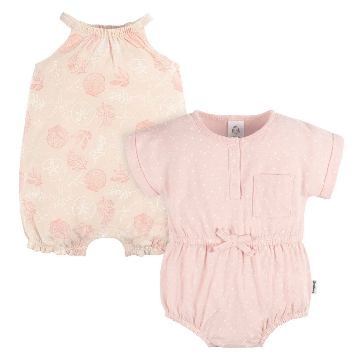 2-Pack Baby Girls Shells Romper