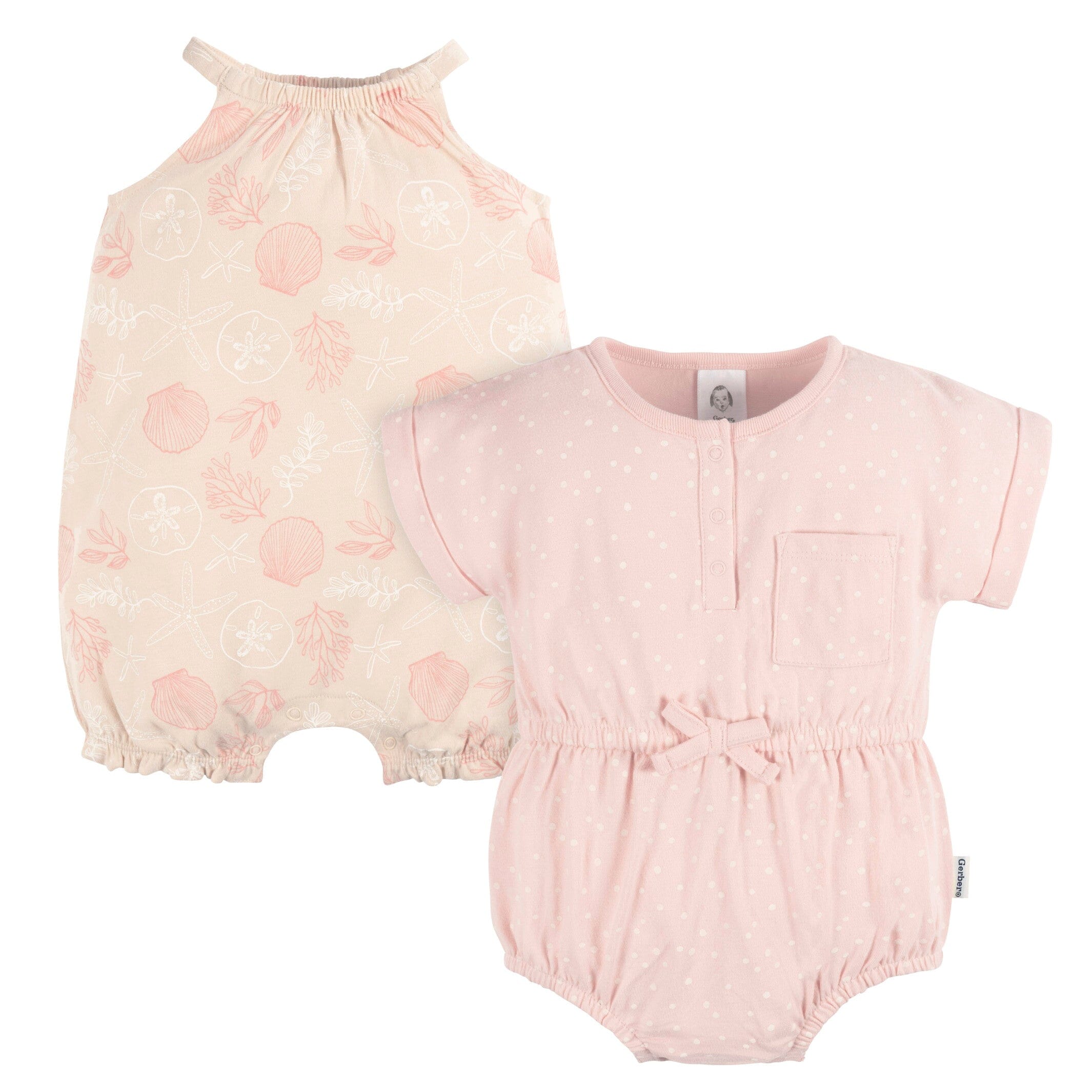 2-Pack Baby Girls Shells Romper