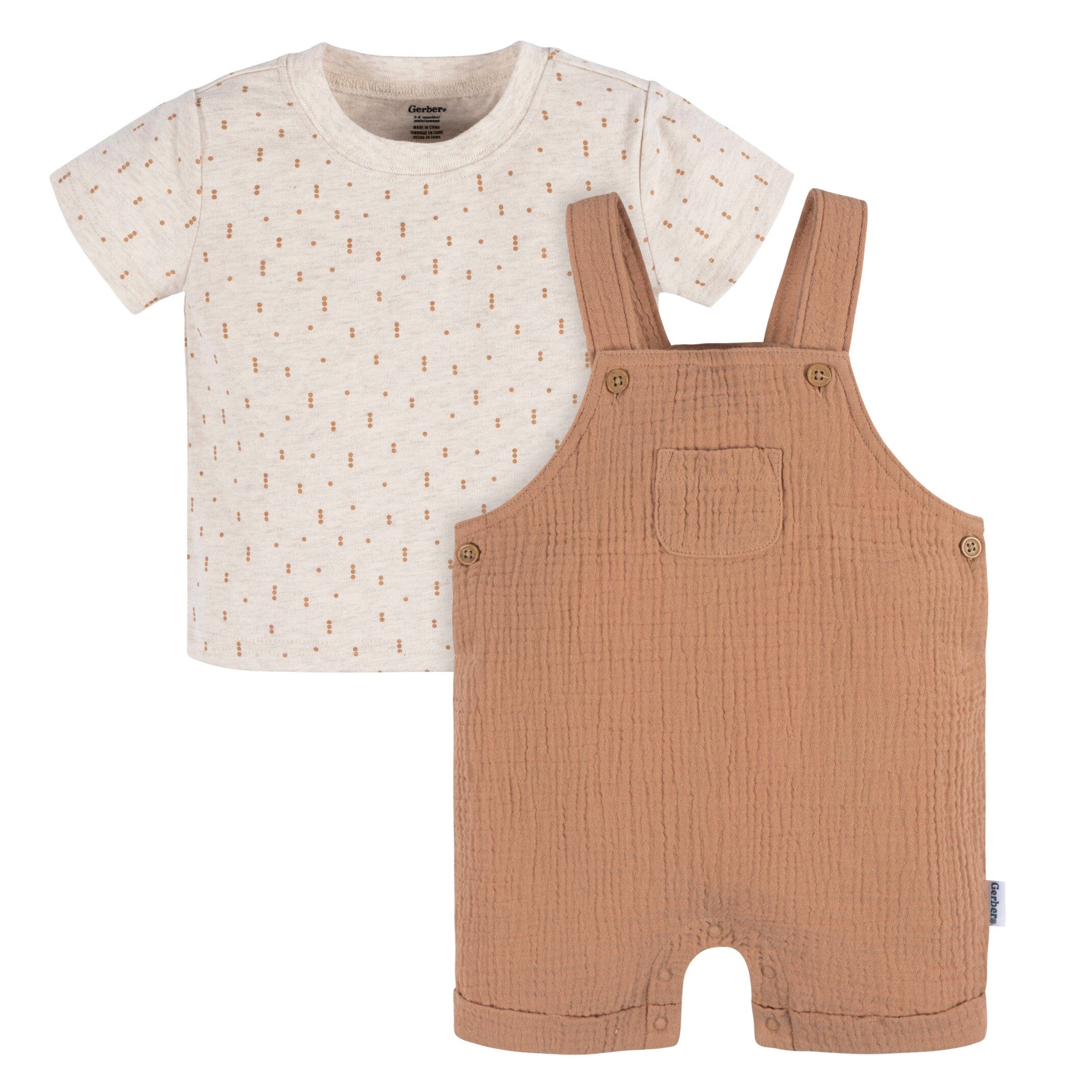2-Piece Baby Neutral Dots Romper and T-Shirt