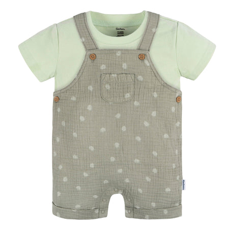 2-Piece Baby Neutral Palms Cotton Gauze Overall Romper and T-Shirt Set