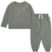 2-Piece Baby Boys Olive Green Long Sleeve T-Shirt and Jogger Set Outfits & Sets Gerber® 