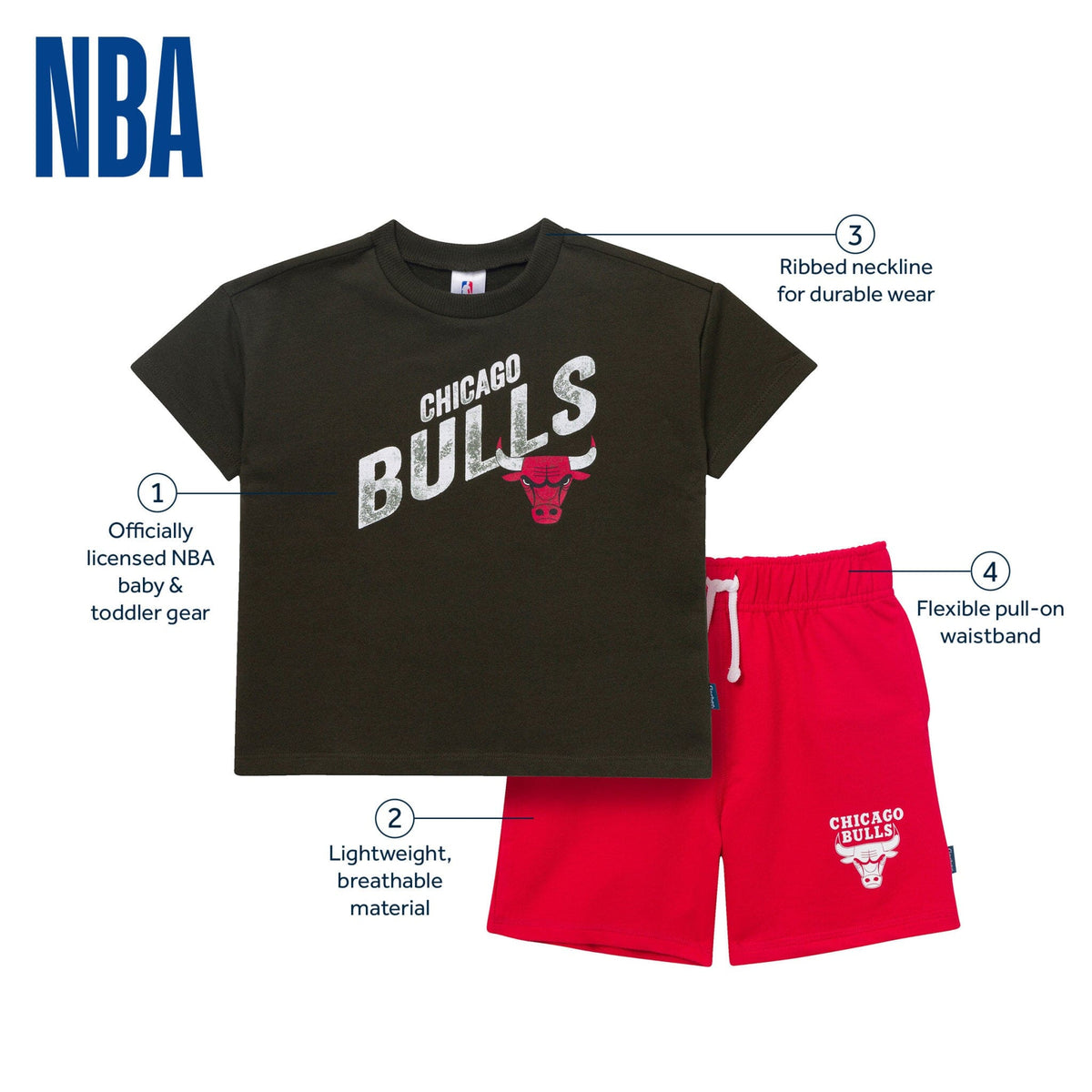 2-Piece Infant & Toddler Boys Chicago Bulls T-Shirt & Shorts Set Outfits & Sets Gerber® 