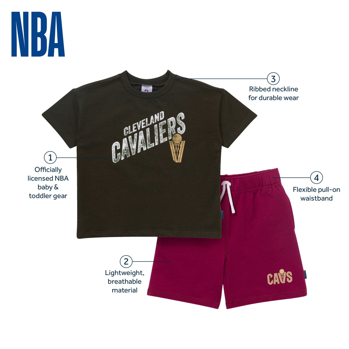 2-Piece Infant & Toddler Boys Cleveland Cavaliers T-Shirt & Shorts Set Outfits & Sets Gerber® 