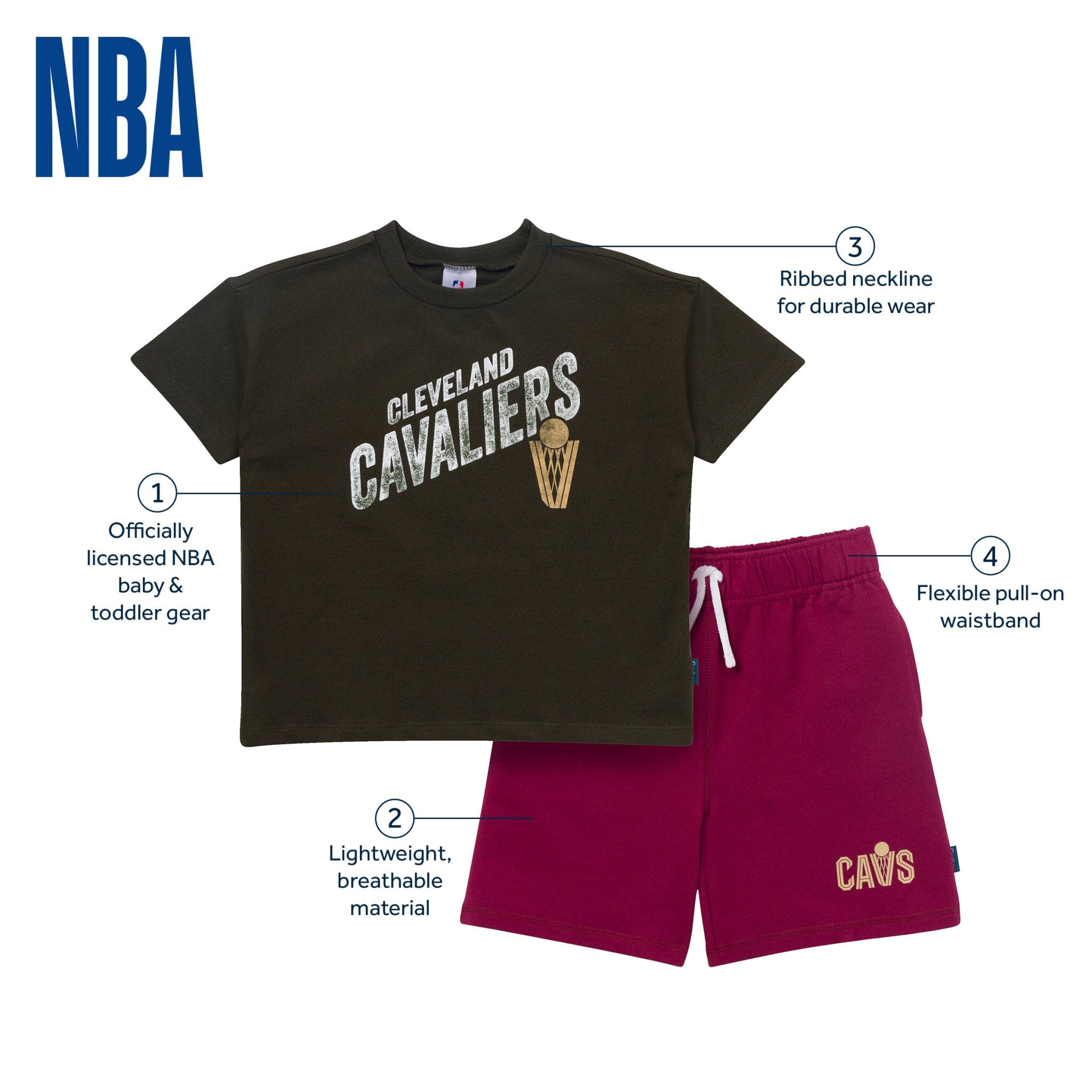 2-Piece Infant & Toddler Boys Cleveland Cavaliers T-Shirt & Shorts Set Outfits & Sets Gerber® 
