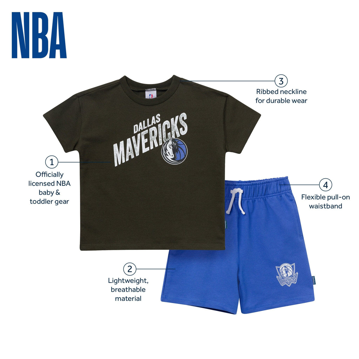 2-Piece Infant & Toddler Boys Dallas Mavericks T-Shirt & Shorts Set Outfits & Sets Gerber® 