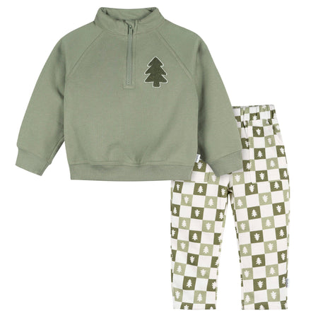 2-Piece Infant & Toddler Boys Green Trees Fleece Top and Pants