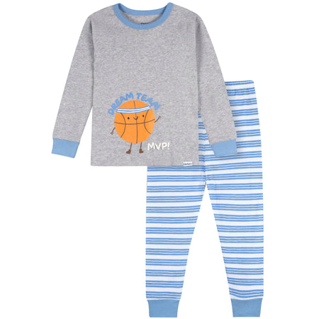 2-Piece Infant & Toddler Boys Gray MVP Cotton Pajama Set