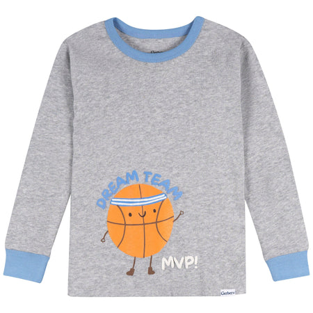 2-Piece Infant & Toddler Boys Gray MVP Cotton Pajama Set