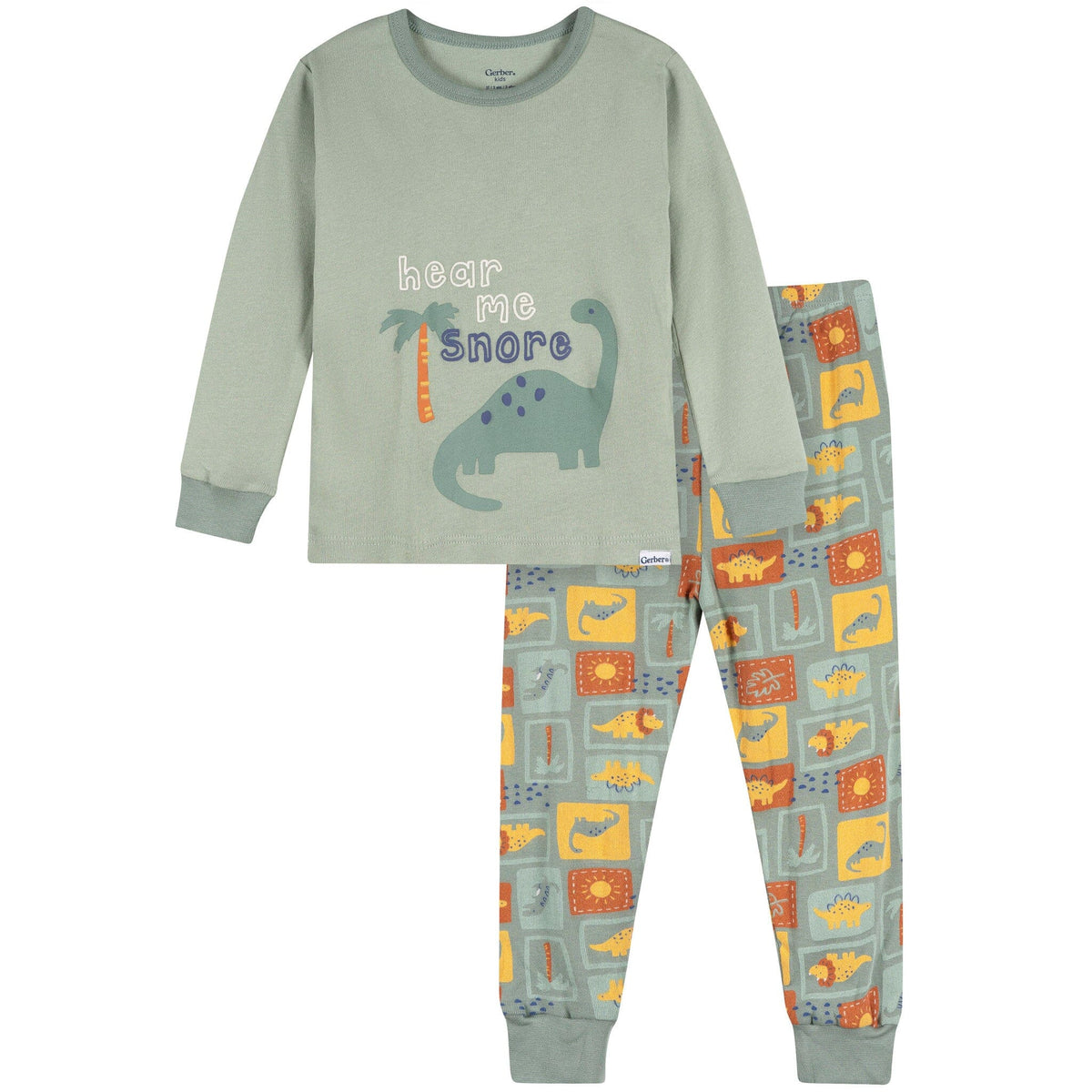 2-Piece Infant & Toddler Boys Green Dino Cotton Pajama Set sleepwear Gerber® 