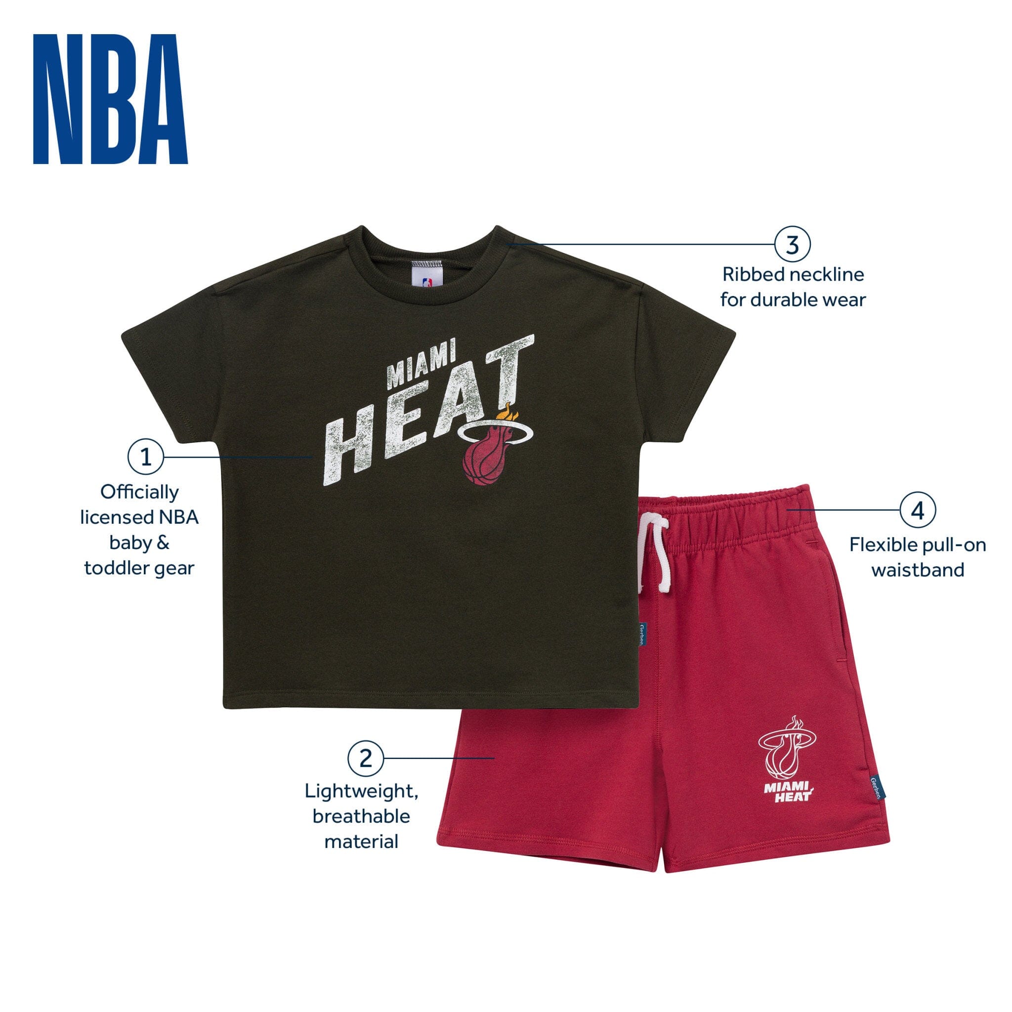 2-Piece Infant & Toddler Boys Miami Heat T-Shirt & Shorts Set Outfits & Sets Gerber® 