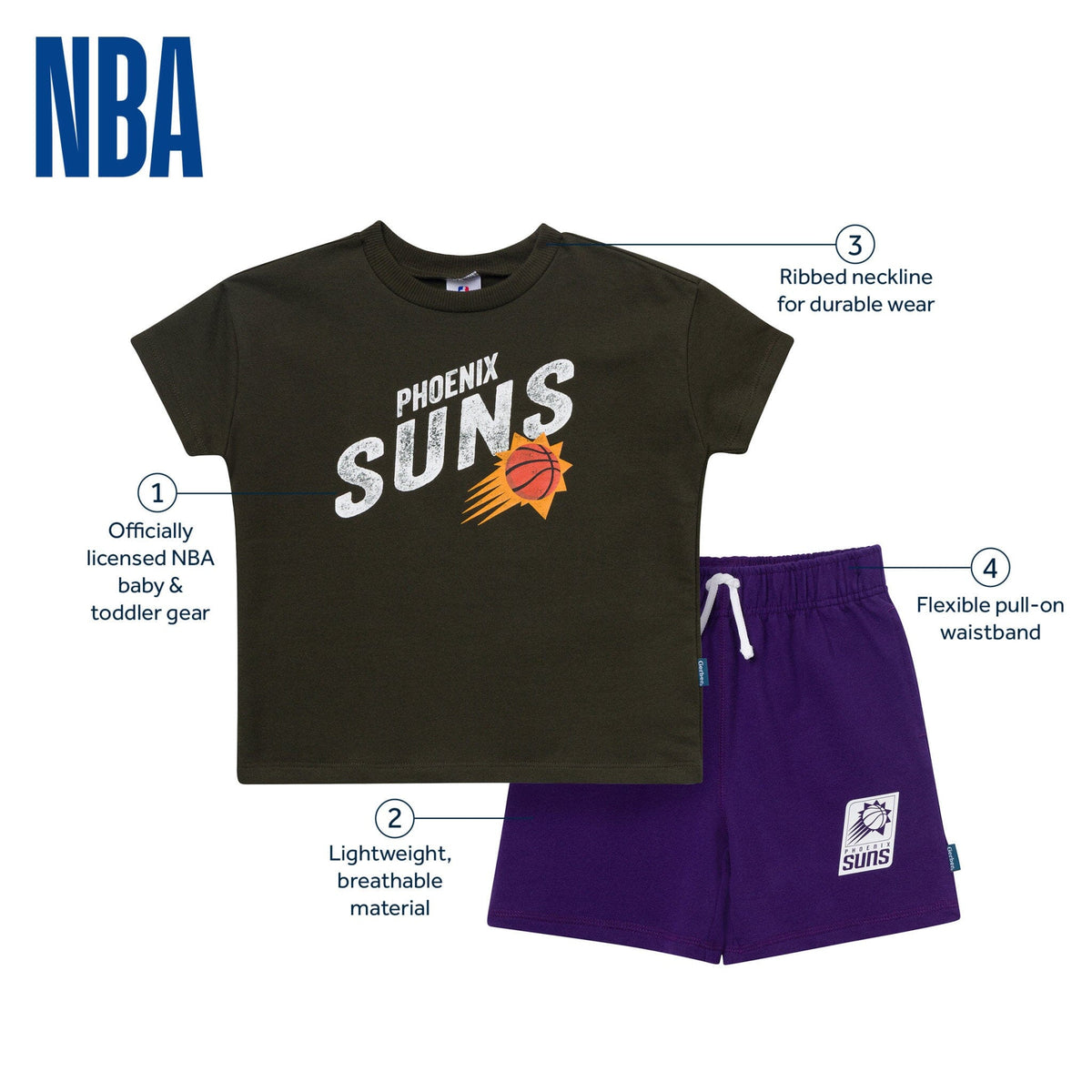 2-Piece Infant & Toddler Boys Phoenix Suns T-Shirt & Shorts Set Outfits & Sets Gerber® 