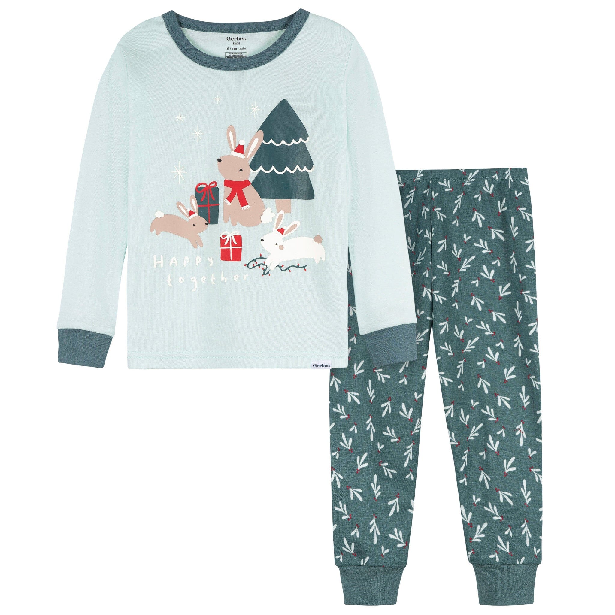 2-Piece Infant & Toddler Girls Mistletoe Snug Fitting Pajama Set Sleepwear Gerber® 