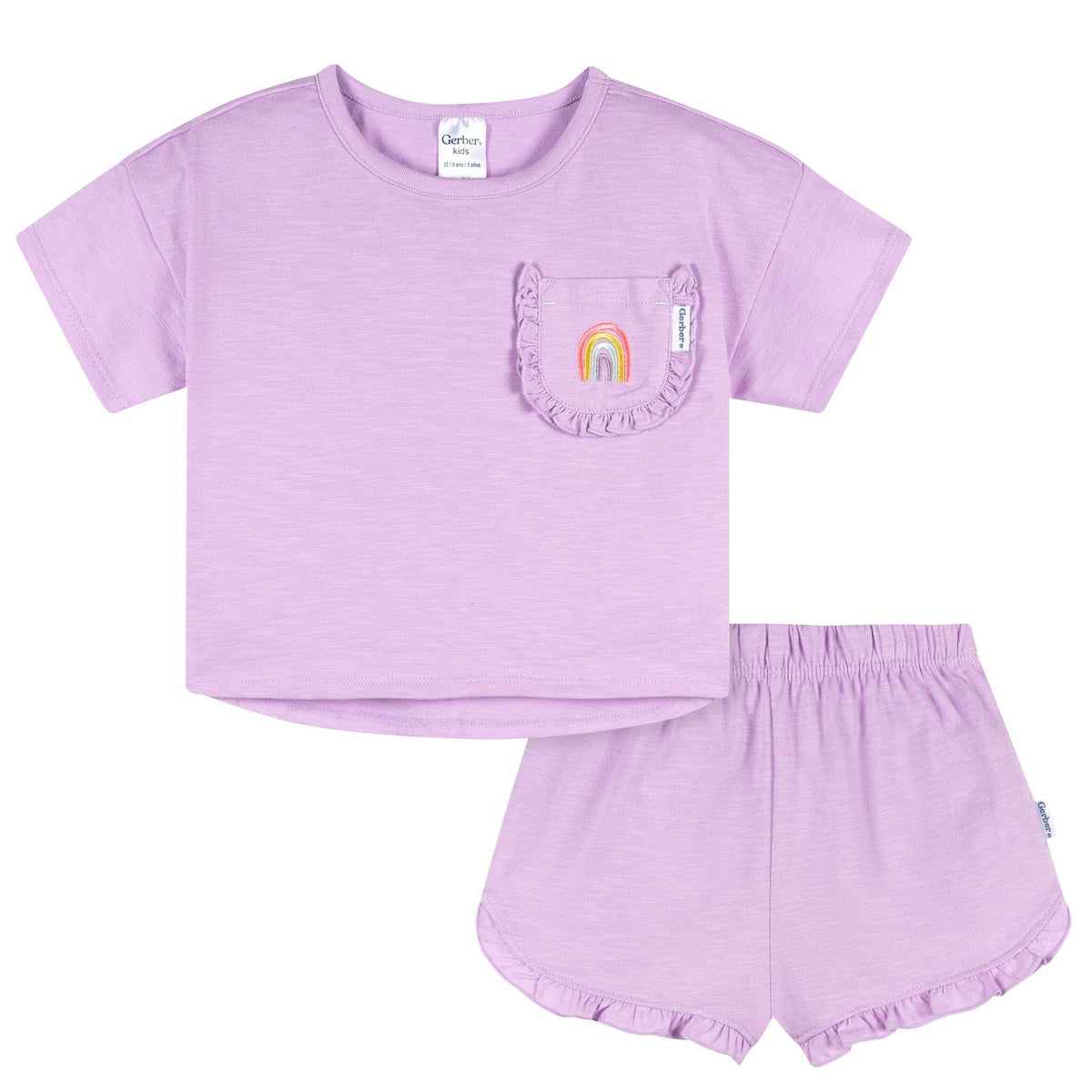 2-Piece Infant & Toddler Girls Lavender Pocket Tee and Shorts Set Outfits & Sets Gerber® 
