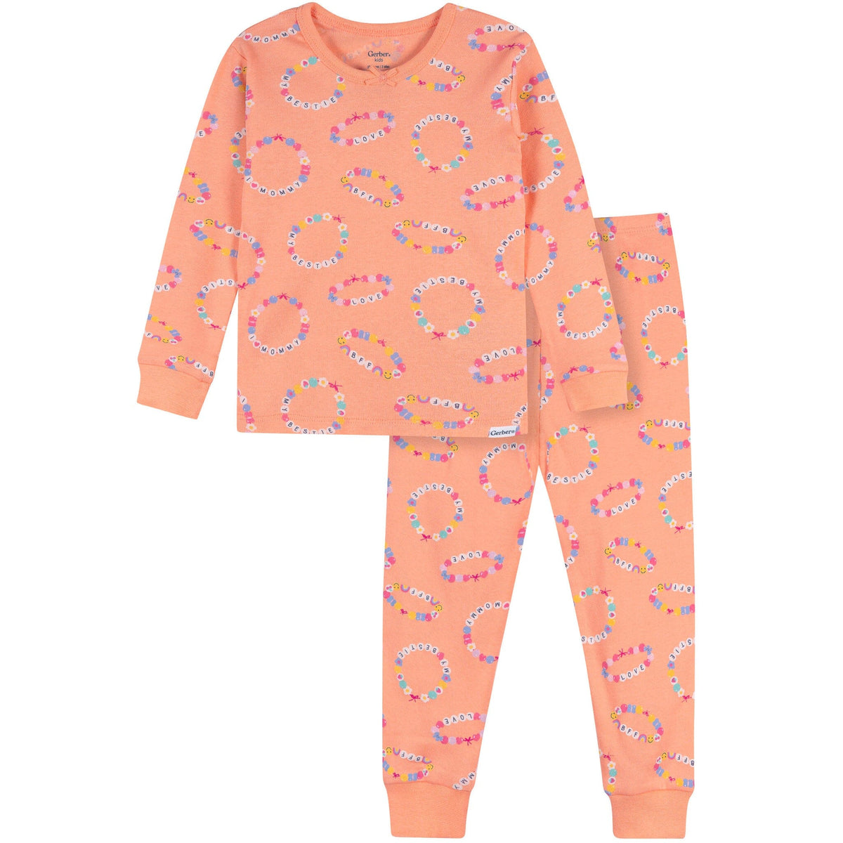 2-Piece Infant & Toddler Girls Peach Bracelets Cotton Pajama Set sleepwear Gerber® 