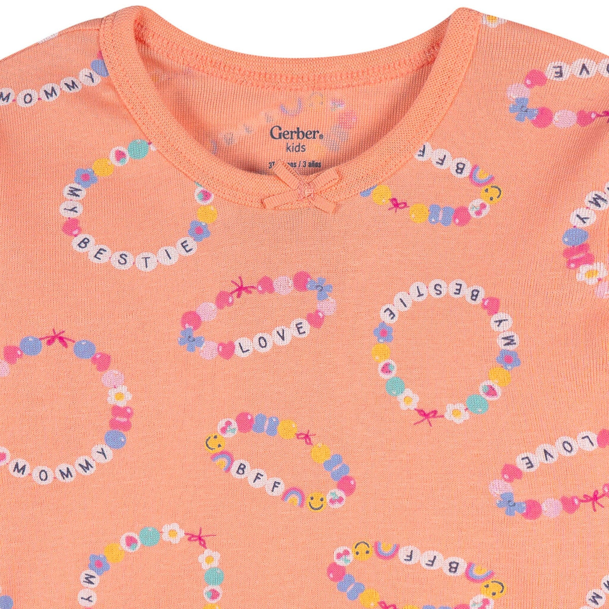 2-Piece Infant & Toddler Girls Peach Bracelets Cotton Pajama Set sleepwear Gerber® 