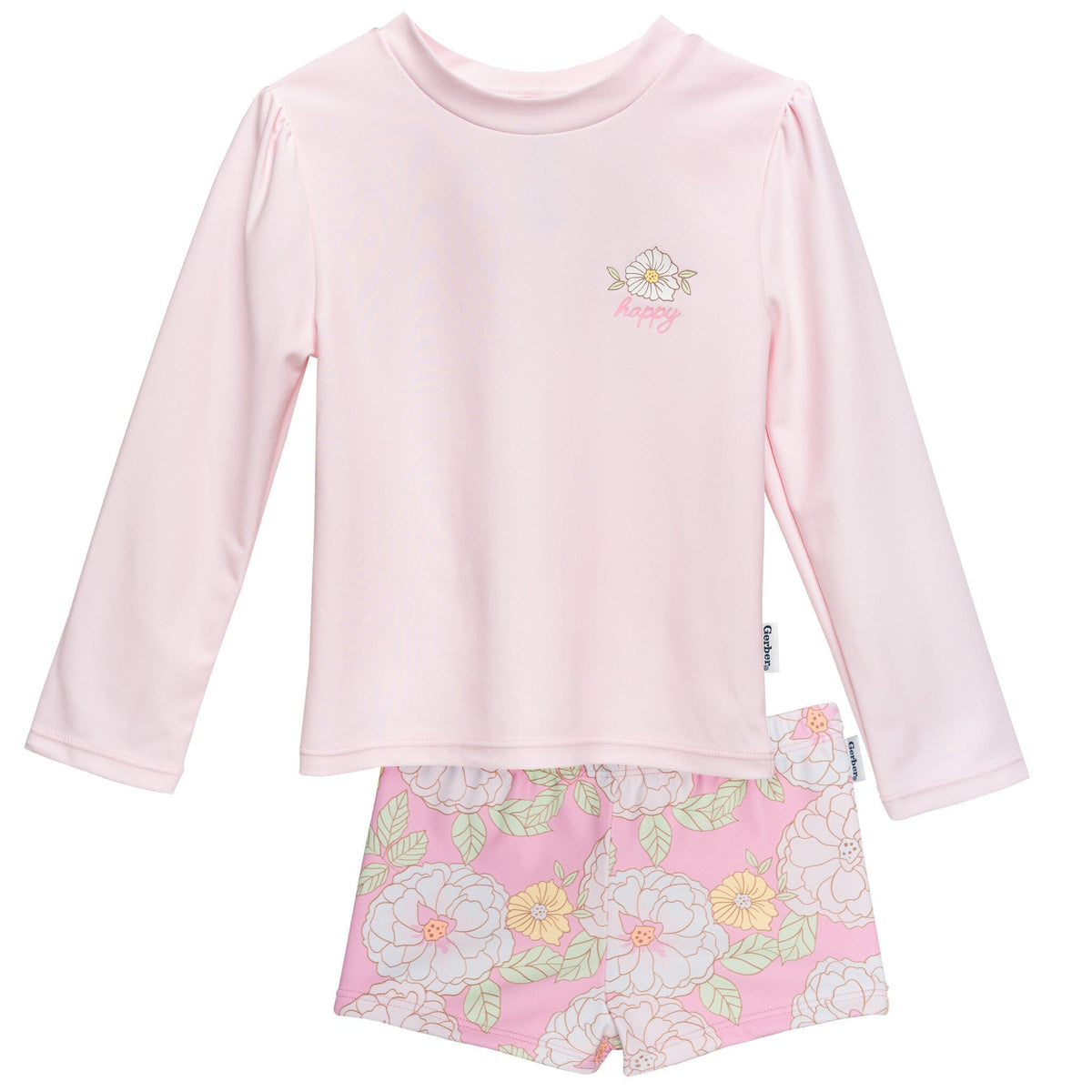 2-Piece Infant & Toddler Girls Peonies Rashguard Set Swimwear Gerber® 