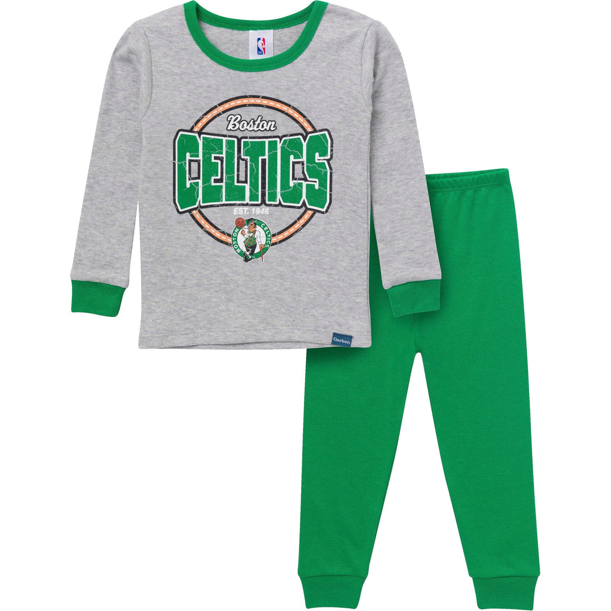 2-Piece Infant & Toddler Neutral Boston Celtics Snug Fit Pajamas Sleepwear Gerber® 
